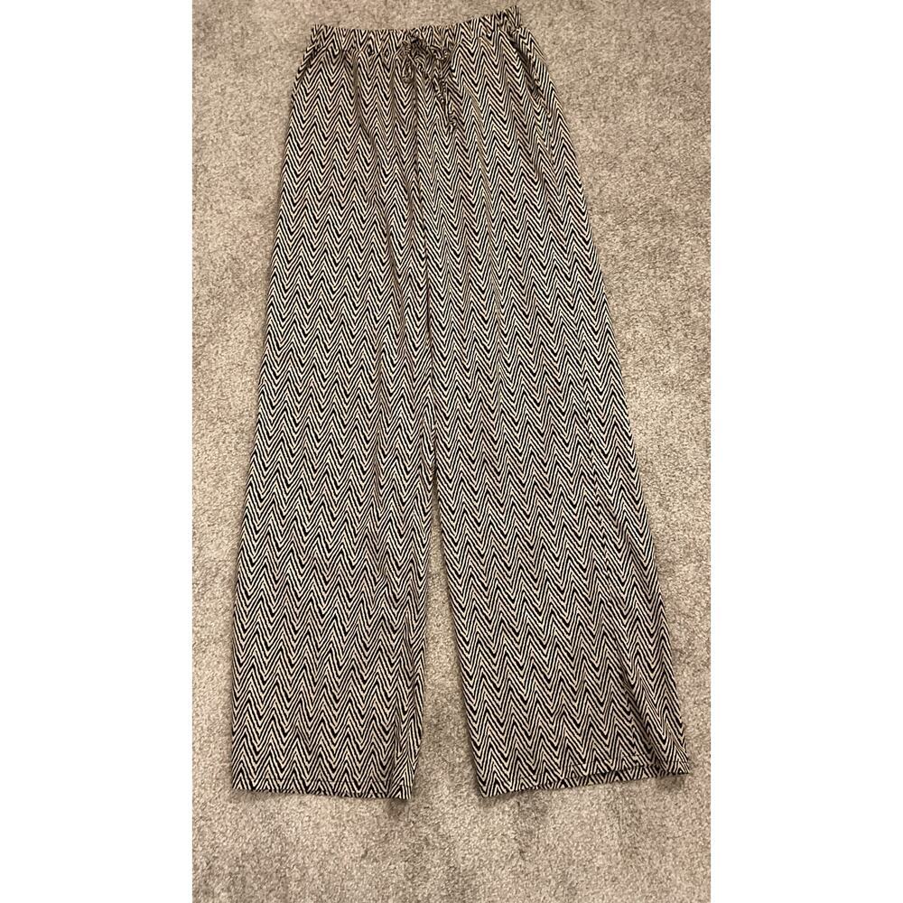 Umgee Boho Wide Leg Drawstring Waist Pants | Silky Chevron Print | Size Small - Picture 3 of 8